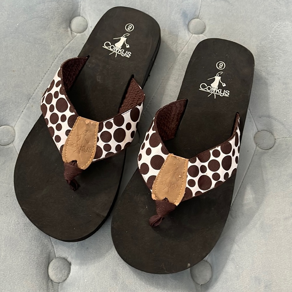 Corkys Polka Dot Flip Flops ~ NWOT ~ 9
